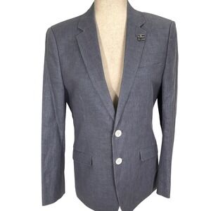 Elie Balleh Blazer Boys XL/18-20 Blue Linen White Elbow‎ Patch Academia Italian